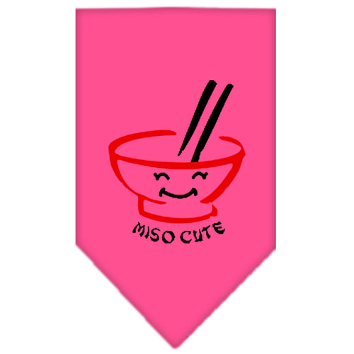 Miso Cute Screen Print Bandana Bright Pink Large